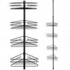 Retractable Four  layer Bathroom Storage Shelf With 4 Automatic Draining Baskets Saving Space Wall Sticker