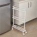 3 Layers Movable Gap Storage Rack Slim Slide Tower Assemble Bathroom Kitchen Shelf with Wheels Space Saving Organizer